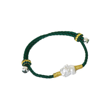 【MAZUBUYBUY】 Zhenlan Baby Pixiu Fortune Silver Bracelet - (Dark green) 1pcs