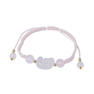 【MAZUBUYBUY】Zhenlan Pixiu Rose Quartz Braided Bracelet 1pcs