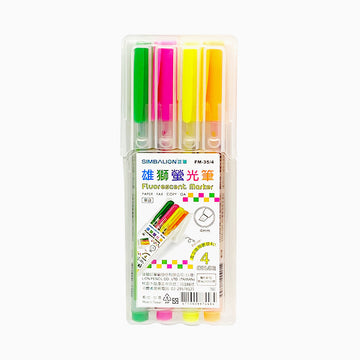 【SIMBALION】Highlighter 4mm 4 Colors/box (Orange/Yellow/Green/Pink)